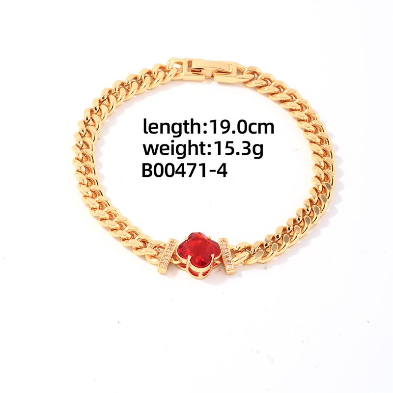 304 Stainless Steel Copper K Gold Plated Casual Shiny Plating Inlay Four Leaf Clover Water Droplets Heart Shape Zircon Bracelets display picture 3