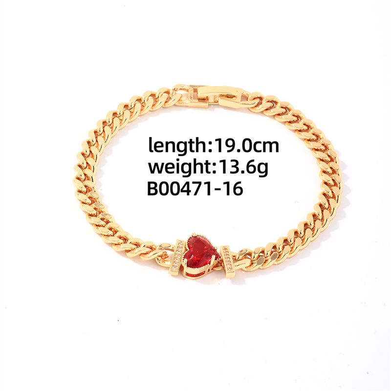 304 Stainless Steel Copper K Gold Plated Casual Shiny Plating Inlay Four Leaf Clover Water Droplets Heart Shape Zircon Bracelets display picture 1
