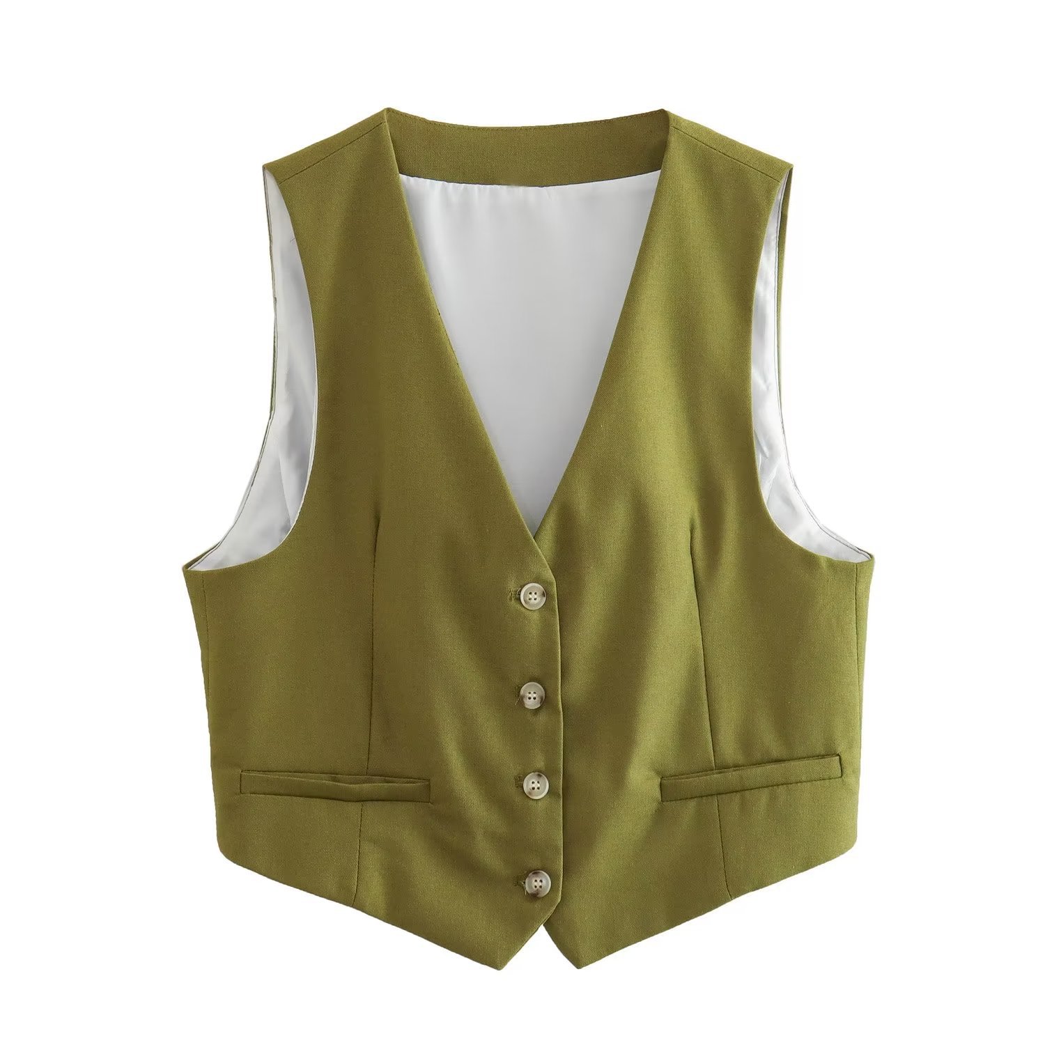 Women's Vest Sleeveless Tank Tops Button Casual Solid Color display picture 5