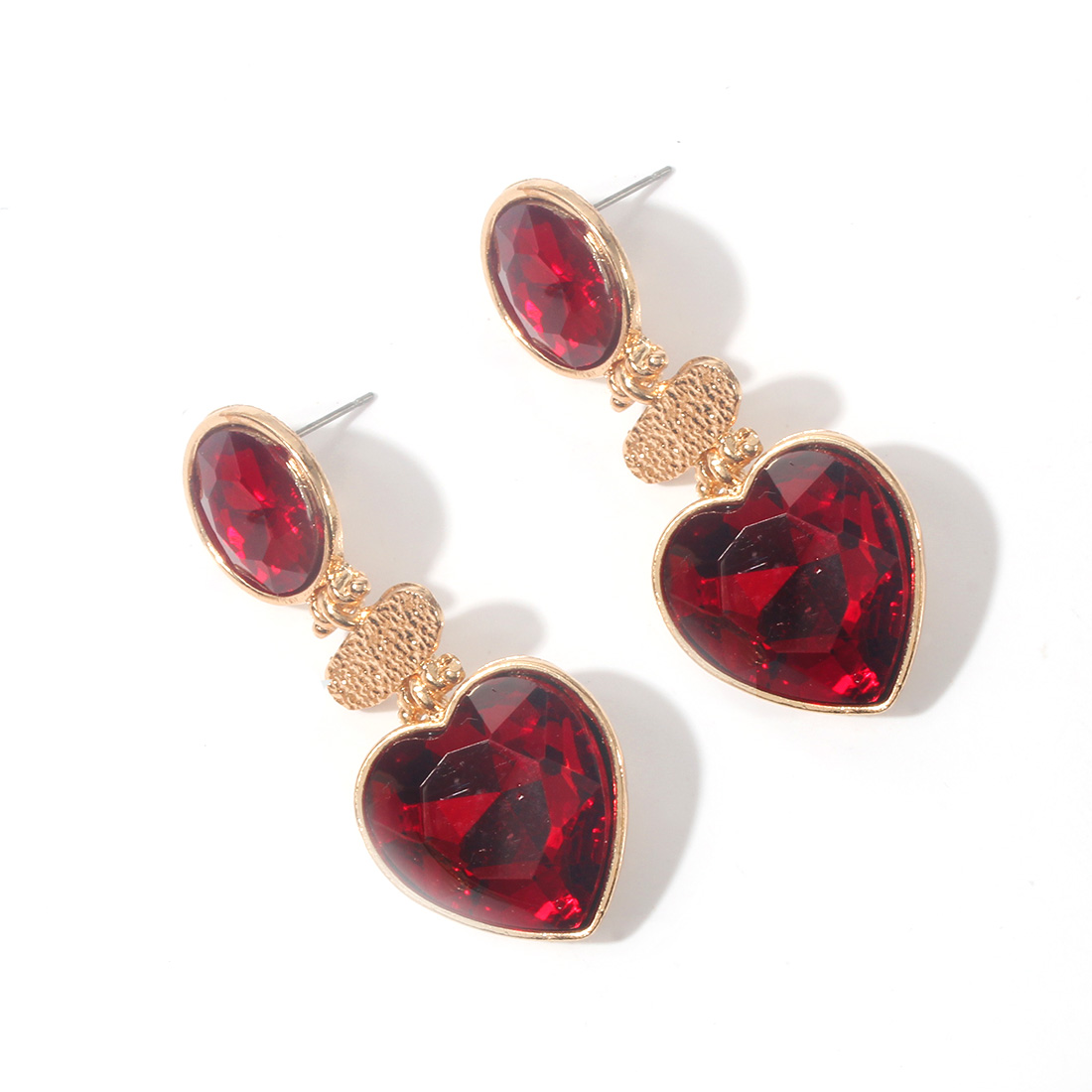 1 Pair Classical Lady Heart Shape Inlay Alloy Artificial Crystal Drop Earrings display picture 8