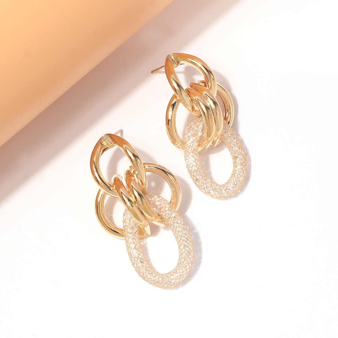 1 Pair Simple Style Roman Style British Style Circle Mesh Iron Ear Studs display picture 4