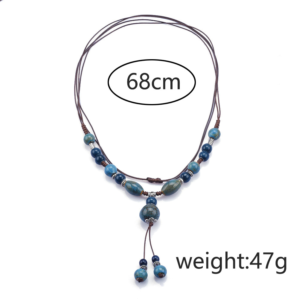 Retro Ethnic Style Bohemian Flower Alloy Ceramics Plating Women's Sweater Chain display picture 2
