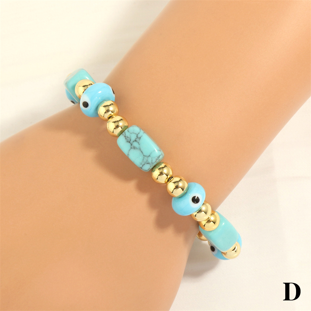Simple Style Eye Artificial Gemstones Glass Beaded Handmade 18k Gold Plated Women's Bracelets display picture 7