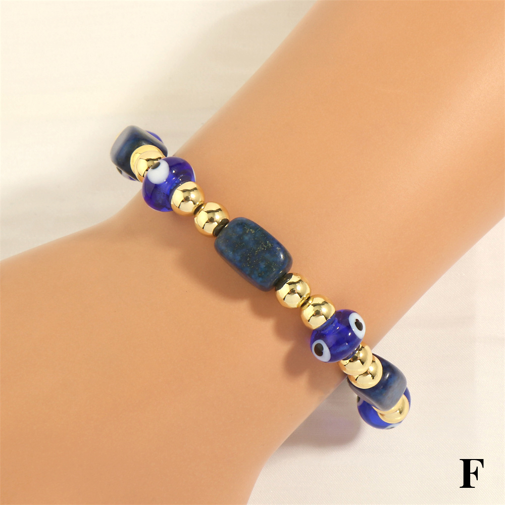 Simple Style Eye Artificial Gemstones Glass Beaded Handmade 18k Gold Plated Women's Bracelets display picture 11
