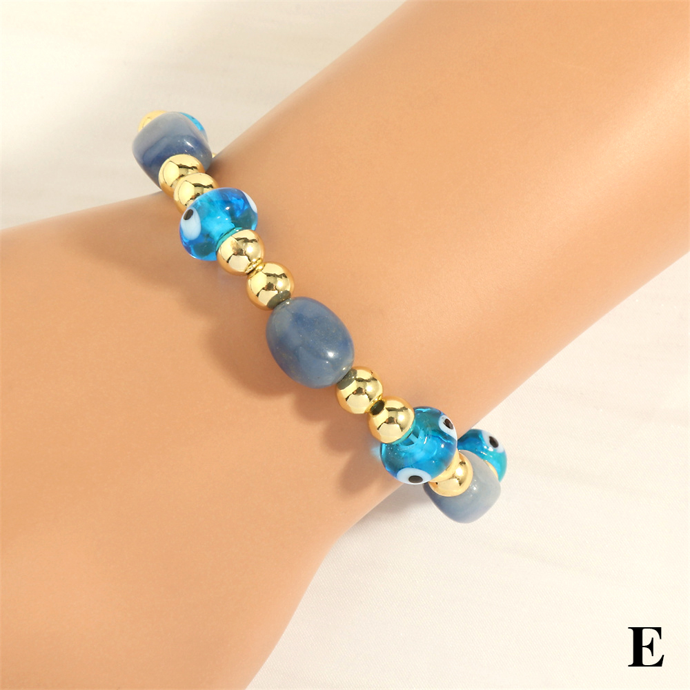 Simple Style Eye Artificial Gemstones Glass Beaded Handmade 18k Gold Plated Women's Bracelets display picture 10