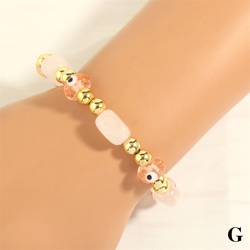 Simple Style Eye Artificial Gemstones Glass Beaded Handmade 18k Gold Plated Women's Bracelets display picture 12
