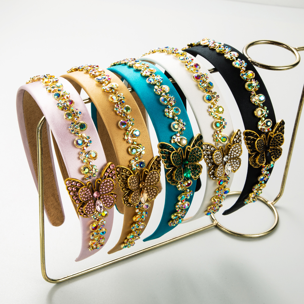 Elegant Butterfly Alloy Cloth Plating Inlay Rhinestones Hair Band display picture 2