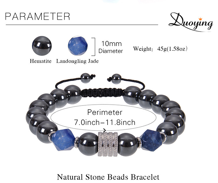 Streetwear Geometric Stainless Steel Tiger Eye Obsidian Men's Bracelets display picture 1