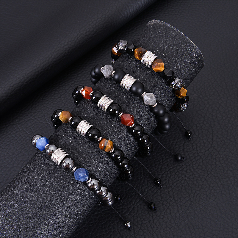 Streetwear Geometric Alloy Tiger Eye Obsidian Men'S Bracelets display picture 6