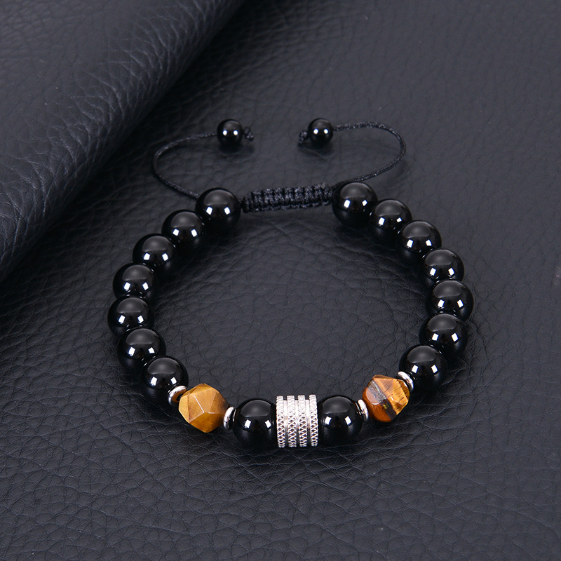 Streetwear Geometric Alloy Tiger Eye Obsidian Men'S Bracelets display picture 8