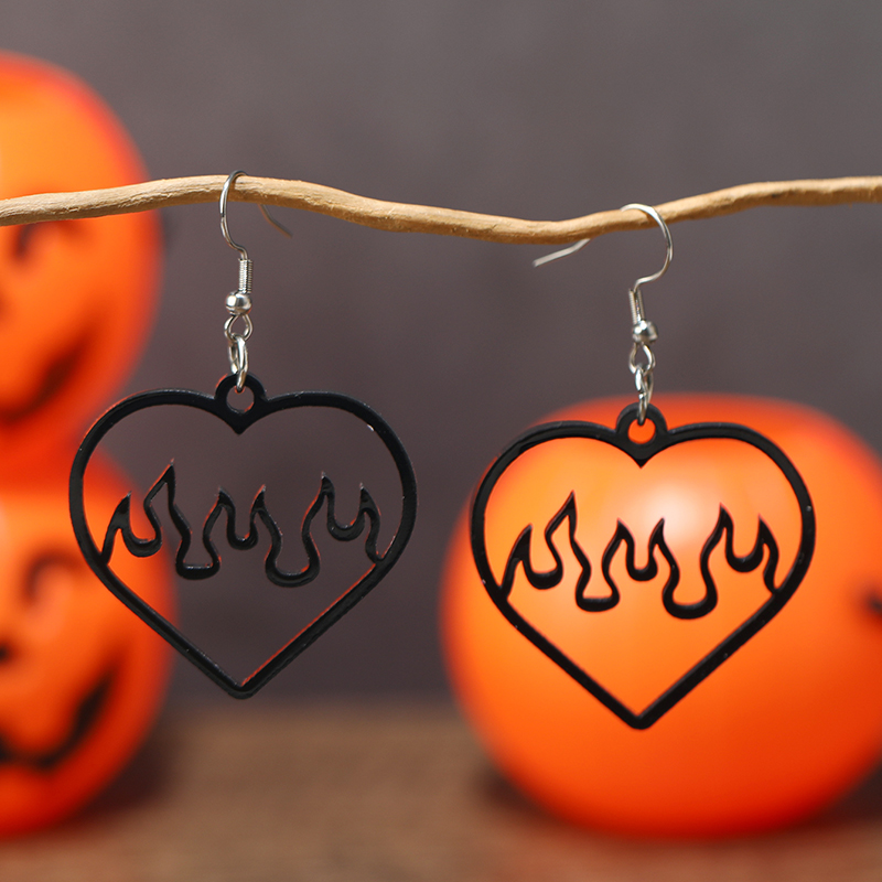1 Pair Retro Simple Style Flame Heart Shape Arylic Drop Earrings display picture 1