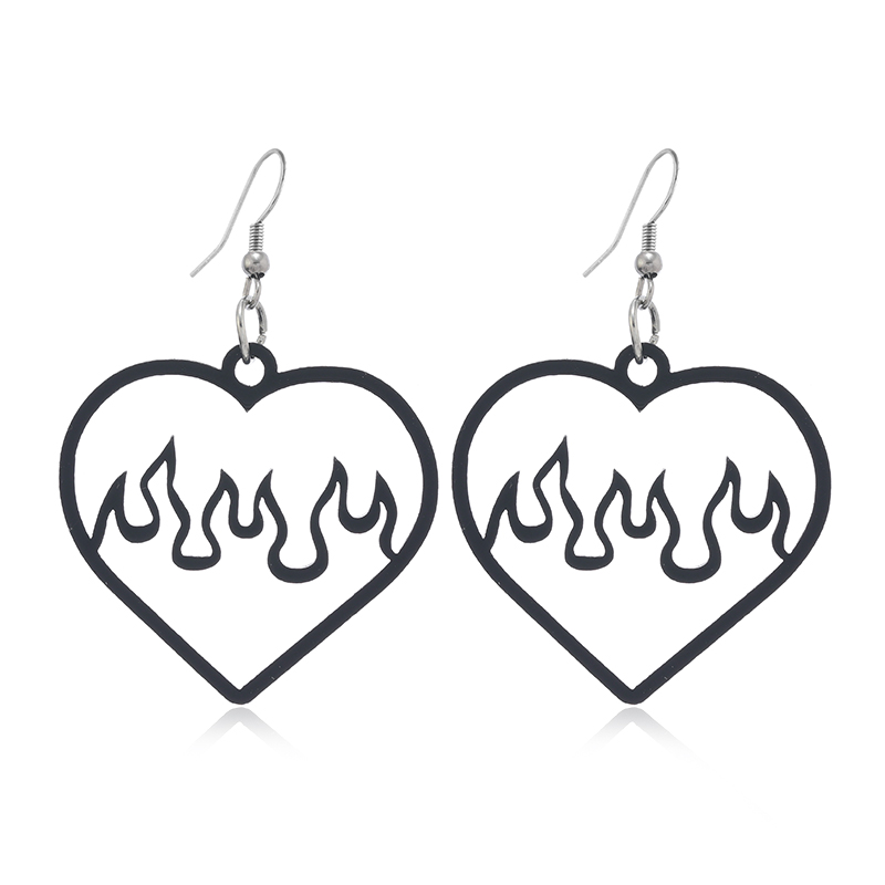 1 Pair Retro Simple Style Flame Heart Shape Arylic Drop Earrings display picture 4