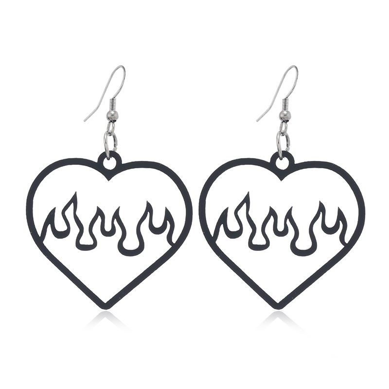 1 Paire Rétro Style Simple Flamme Forme De Cœur Arylique Boucles D'oreilles display picture 4