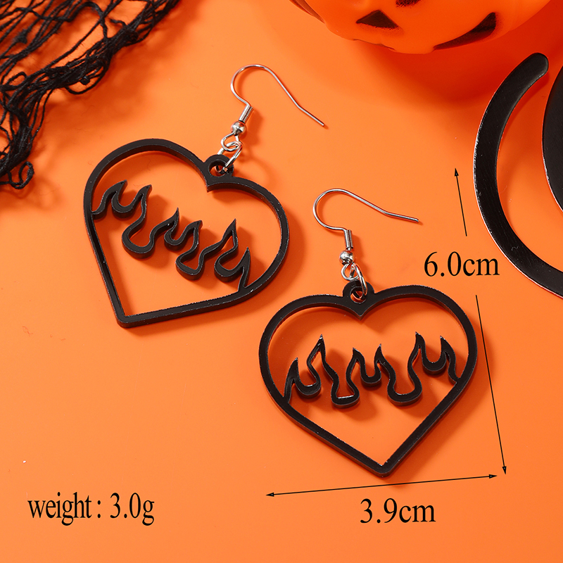 1 Pair Retro Simple Style Flame Heart Shape Arylic Drop Earrings display picture 5