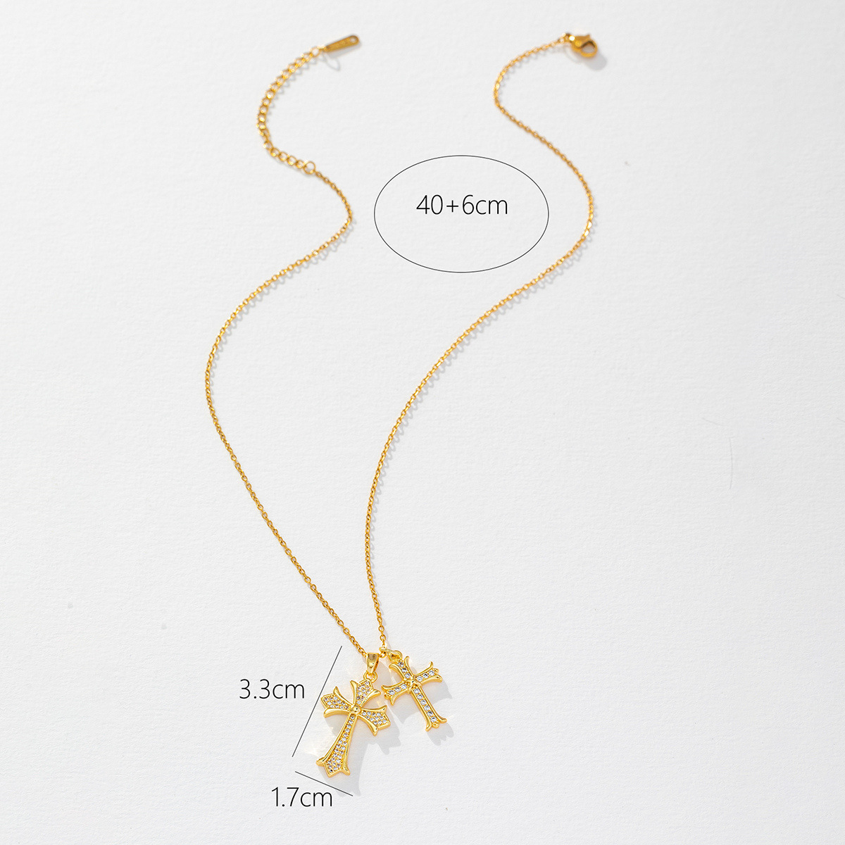 Basic Retro Cross Copper Plating Inlay Zircon Pendant Necklace display picture 3