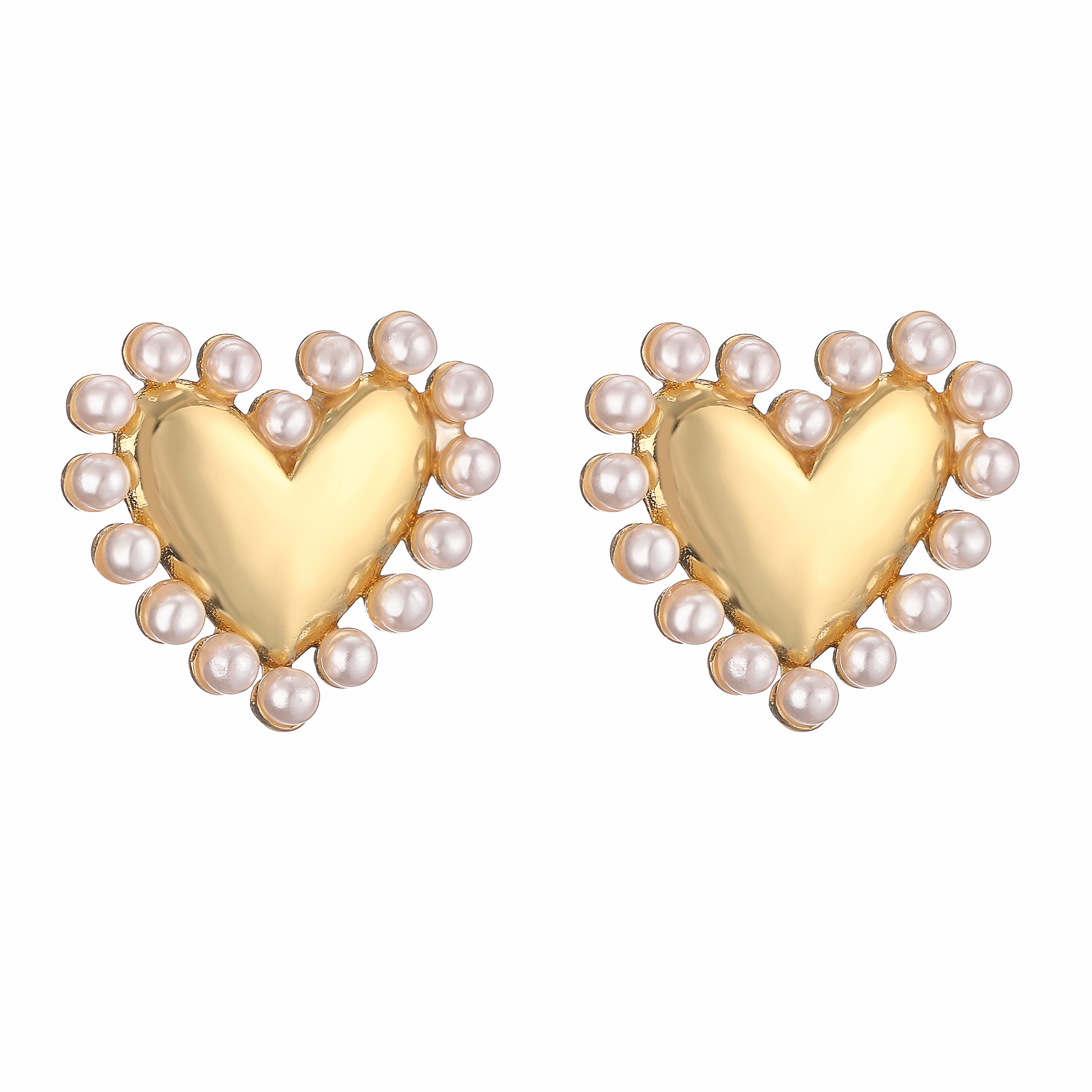 Elegant Vacation Simple Style Heart Shape Copper 18k Gold Plated Artificial Pearls Rings Necklace In Bulk display picture 5