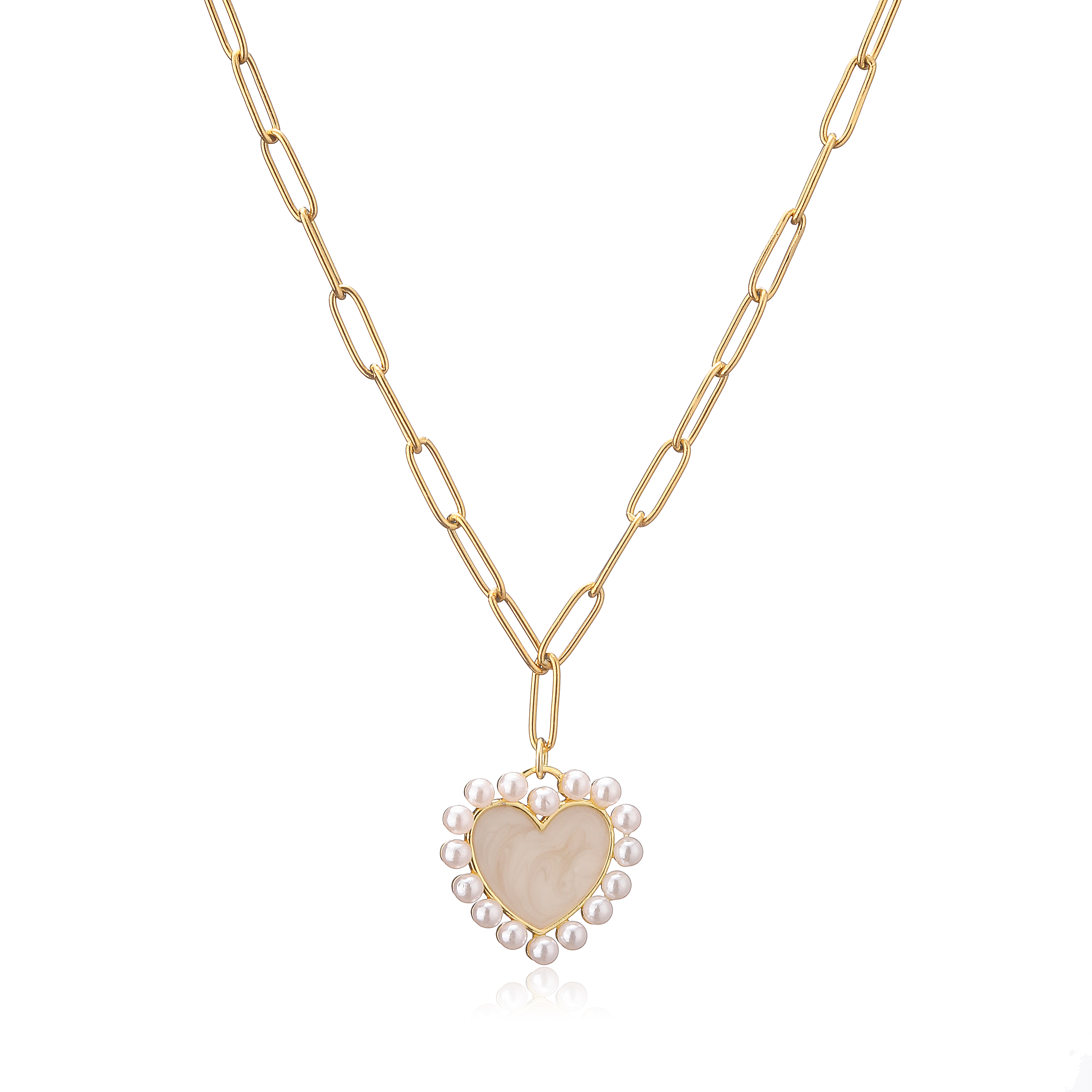 Elegant Ferien Einfacher Stil Herzform Kupfer 18 Karat Vergoldet Künstliche Perlen Ringe Halskette In Masse display picture 6