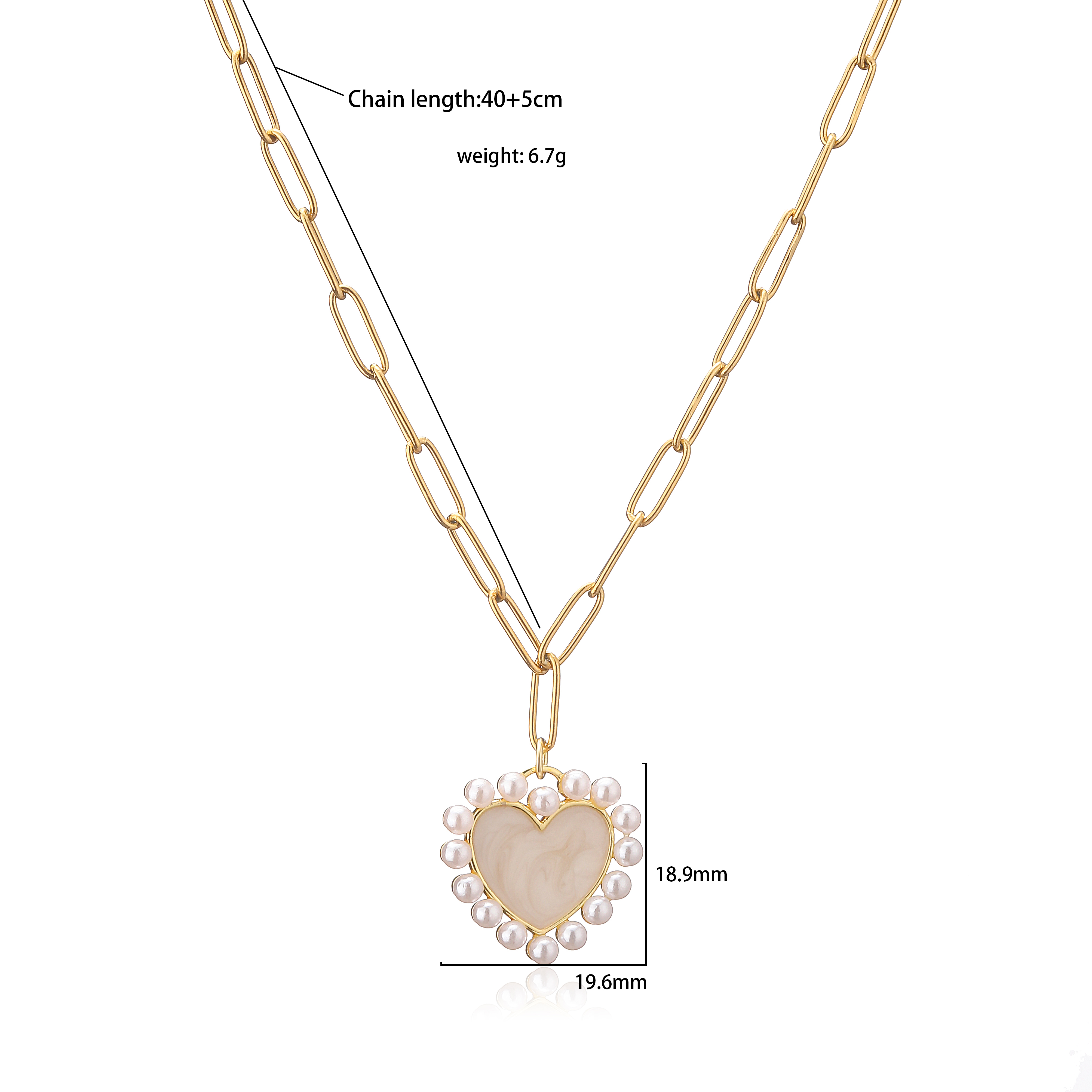 Elegant Vacation Simple Style Heart Shape Copper 18k Gold Plated Artificial Pearls Rings Necklace In Bulk display picture 10