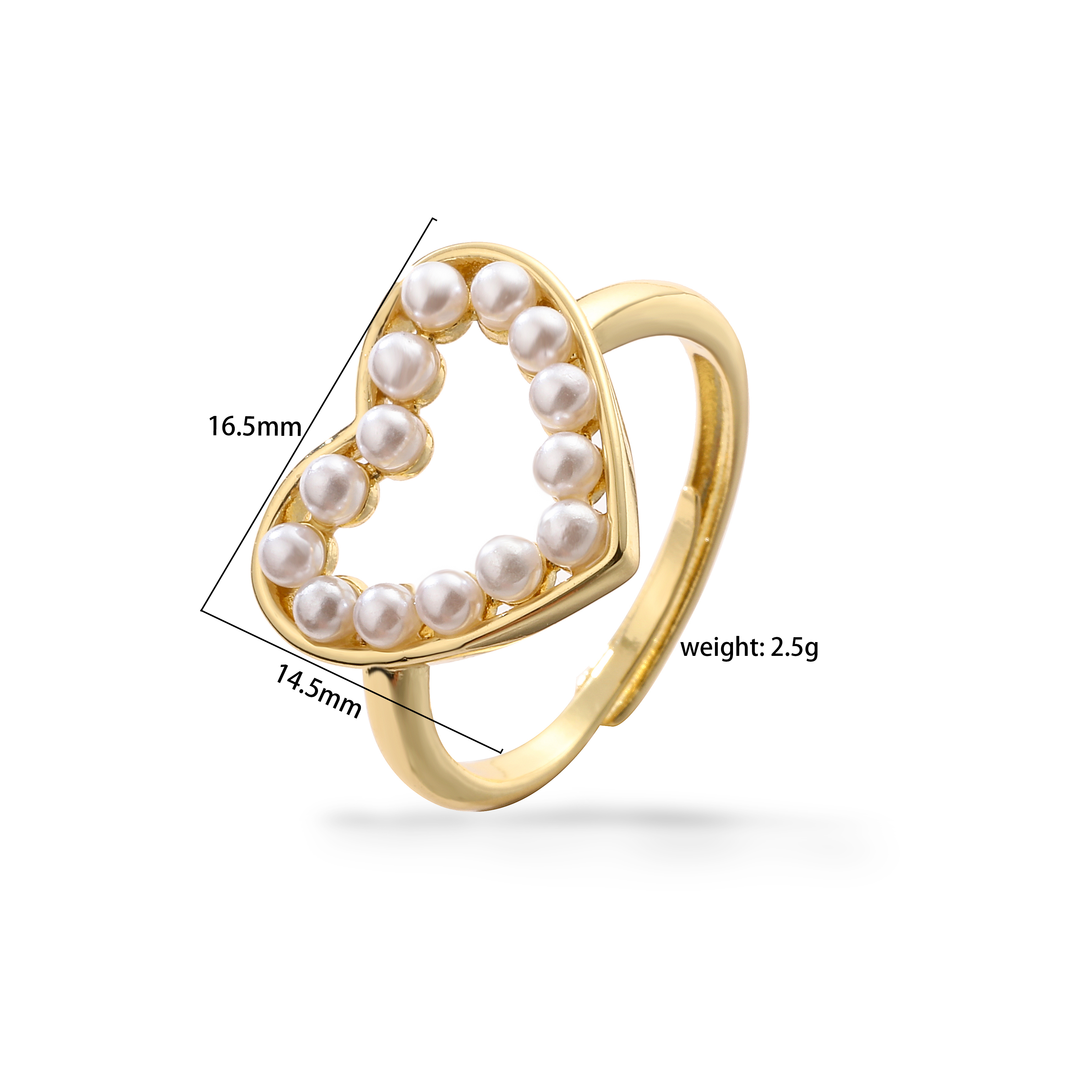 Elegant Vacation Simple Style Heart Shape Copper 18k Gold Plated Artificial Pearls Rings Necklace In Bulk display picture 9