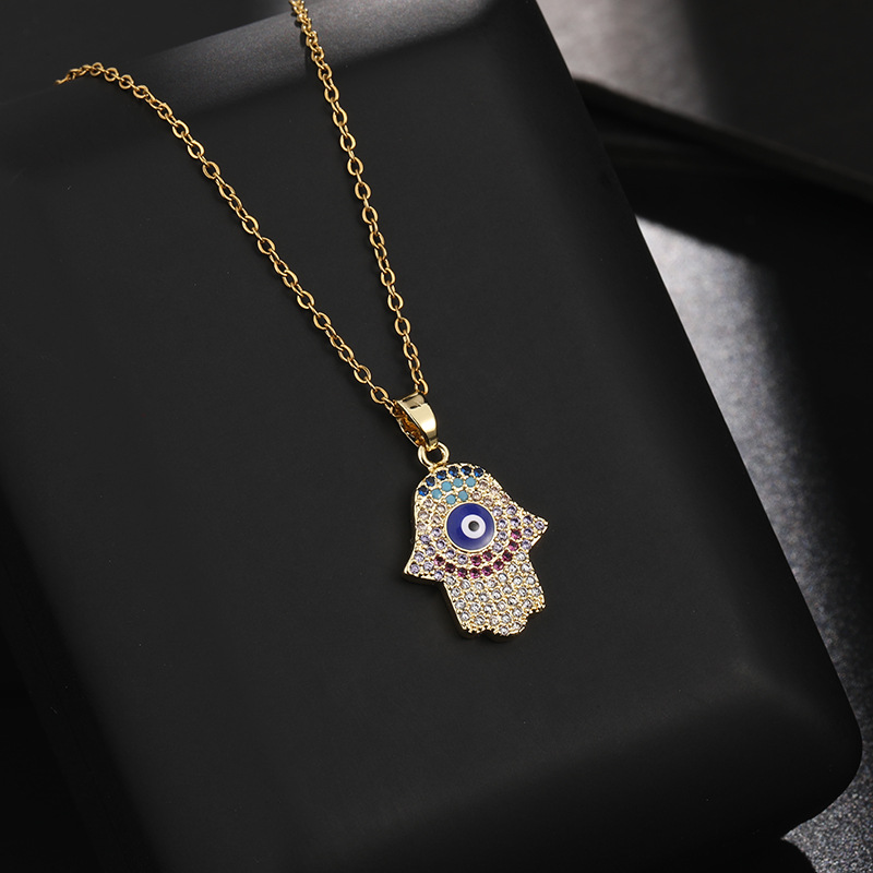 Streetwear Palm Copper Plating Inlay Zircon Pendant Necklace display picture 5