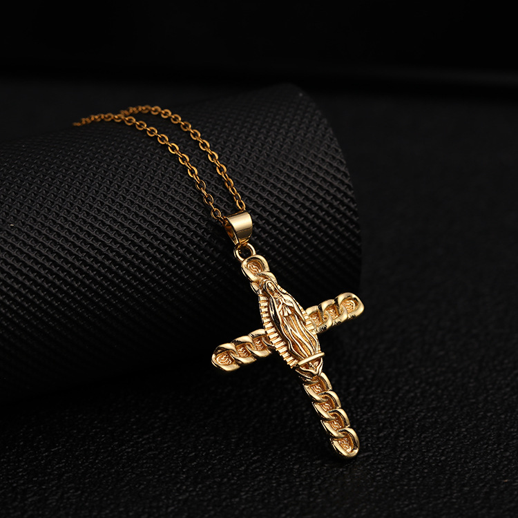 Basic Modern Style Cross Copper Plating Inlay Zircon Pendant Necklace display picture 4