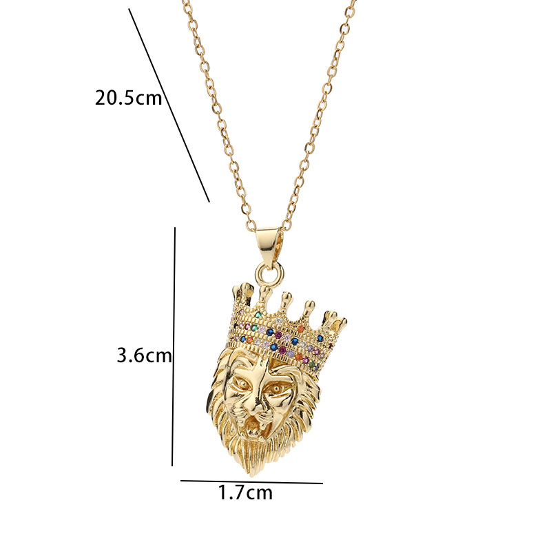 Vintage Style Rock Lion Copper Plating Inlay Zircon Unisex Pendant Necklace display picture 1