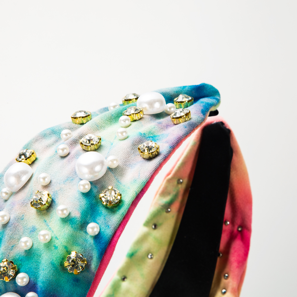 Elegant Irregular Cloth Painted Inlay Rhinestones Pearl Hair Band display picture 4