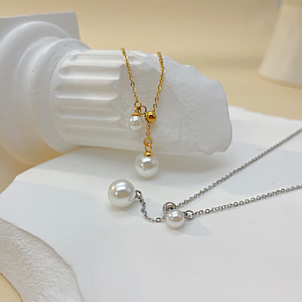 Titan Stahl IG-Stil Einfacher Stil Geometrisch Künstliche Perlen Halskette display picture 7