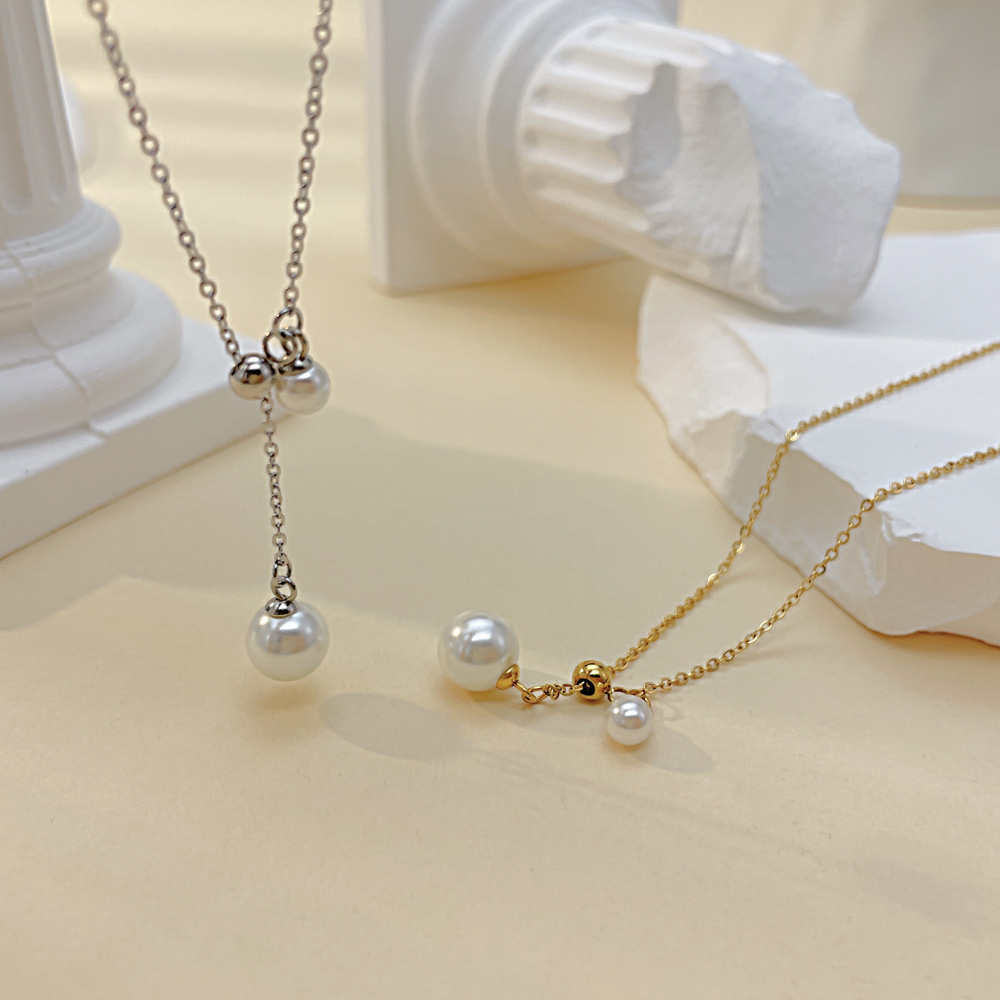 Acier Au Titane Style IG Style Simple Géométrique Perles Artificielles Collier display picture 9