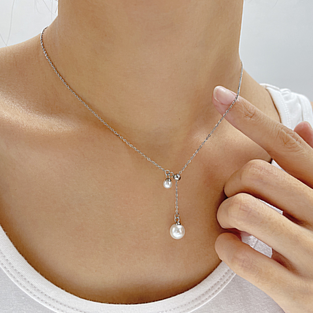 Titan Stahl IG-Stil Einfacher Stil Geometrisch Künstliche Perlen Halskette display picture 10
