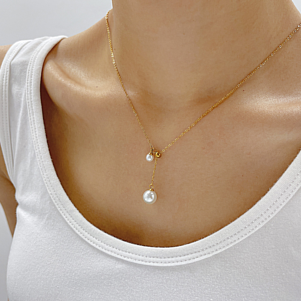 Titan Stahl IG-Stil Einfacher Stil Geometrisch Künstliche Perlen Halskette display picture 11