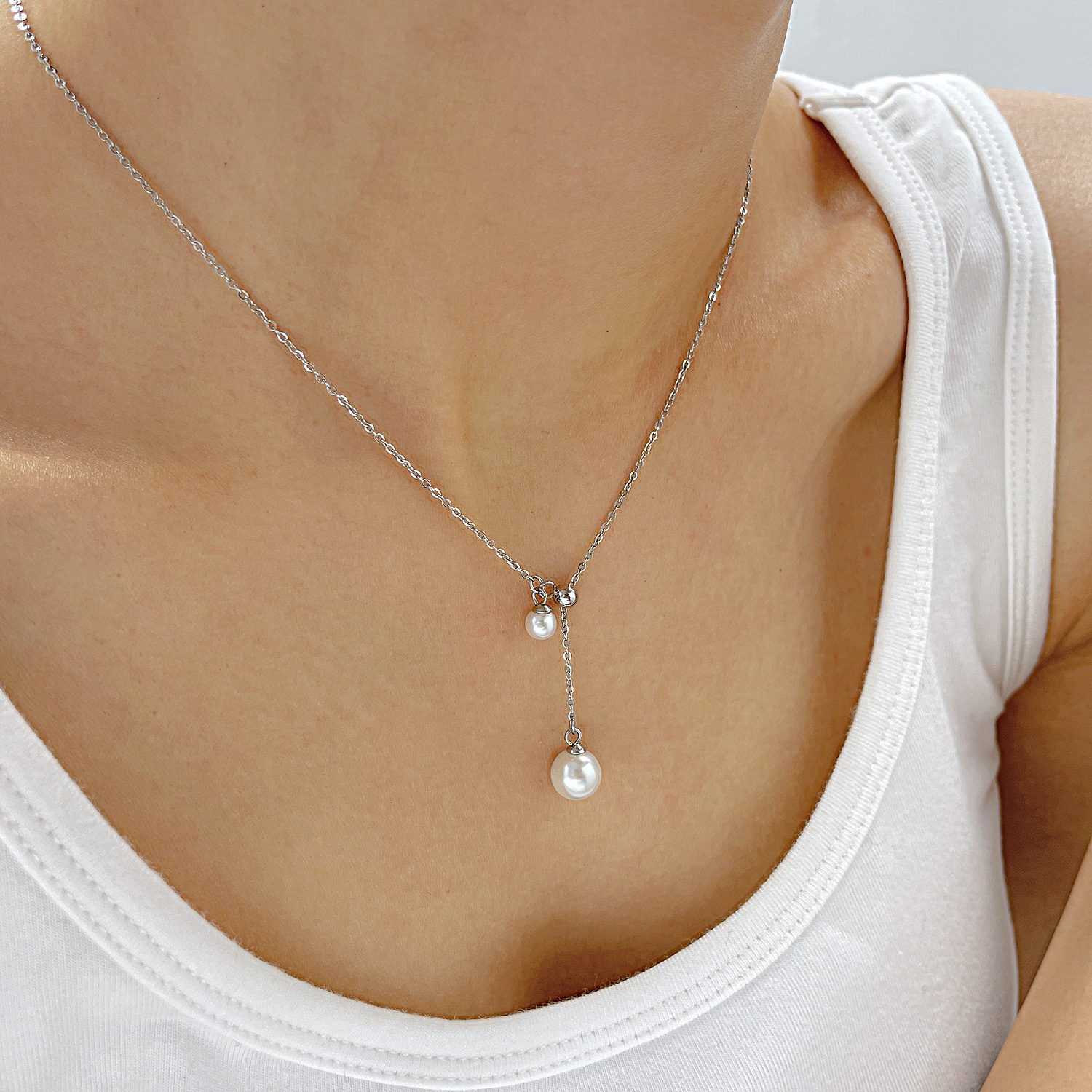 Titan Stahl IG-Stil Einfacher Stil Geometrisch Künstliche Perlen Halskette display picture 14