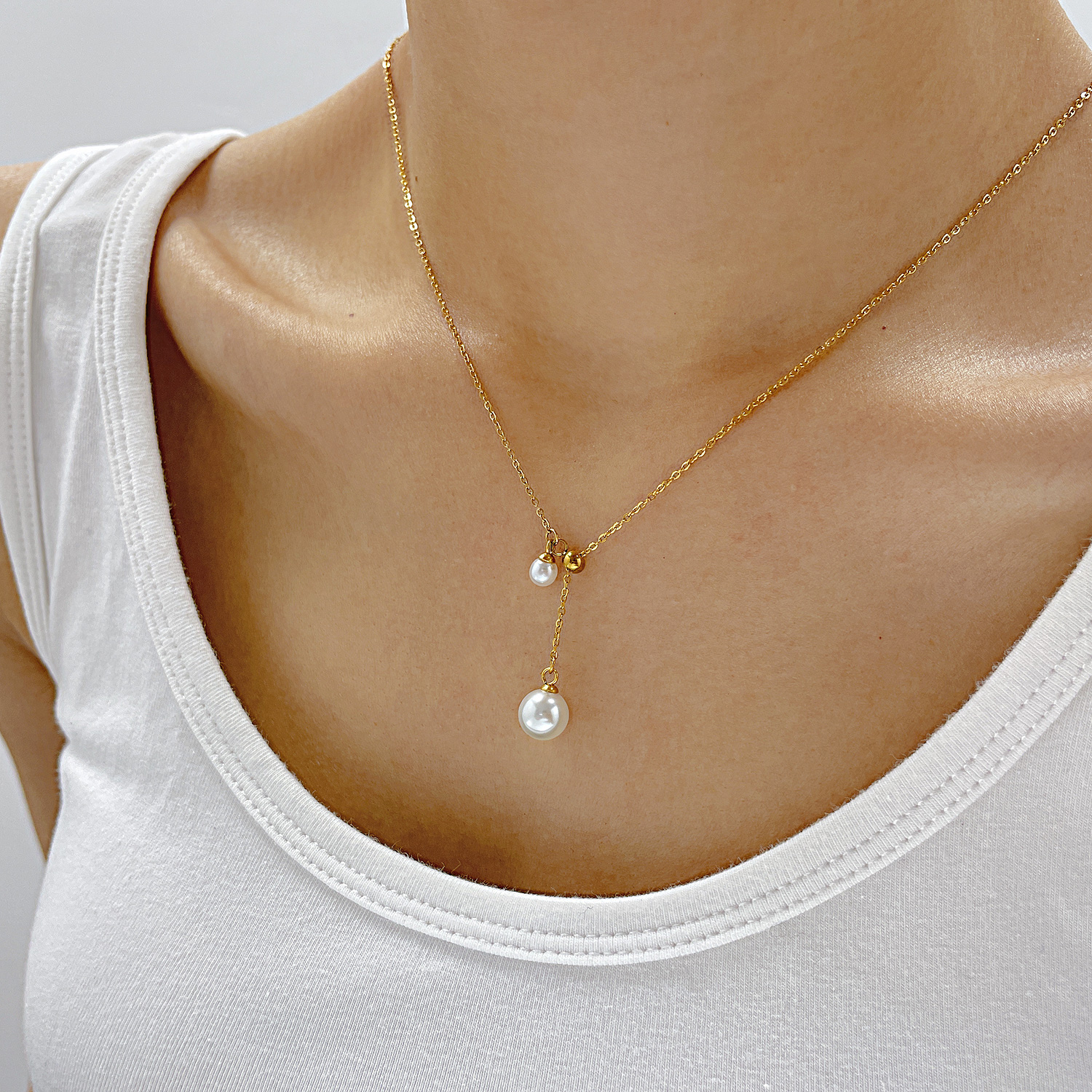 Titan Stahl IG-Stil Einfacher Stil Geometrisch Künstliche Perlen Halskette display picture 13
