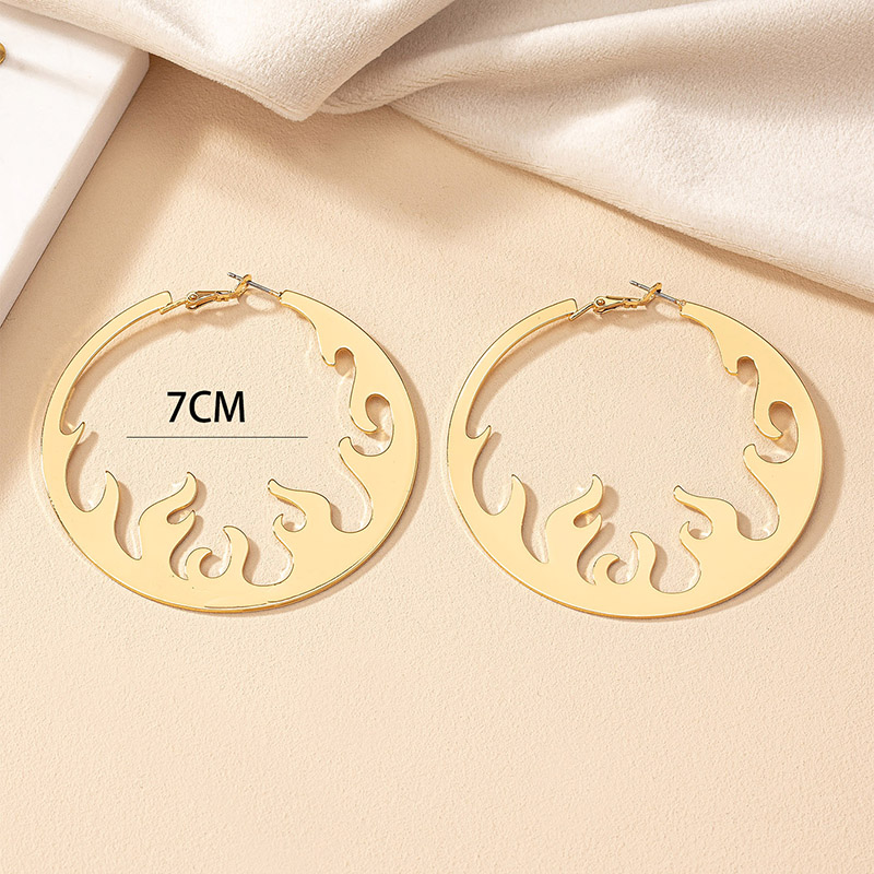 1 Paire De Base Dame Rond Placage Évider Alliage Plaqué Or 14k Boucles D'oreilles Cerceau display picture 2