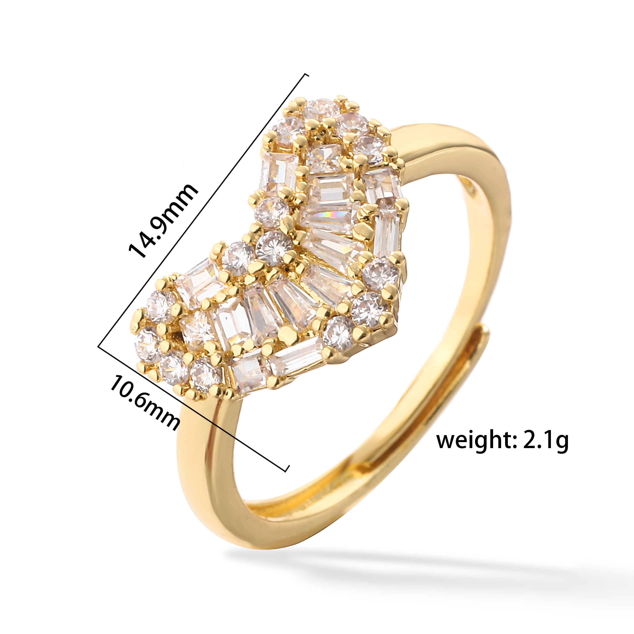 Sweet Simple Style Heart Shape Copper Plating Hollow Out Inlay Zircon 18k Gold Plated Open Rings display picture 10