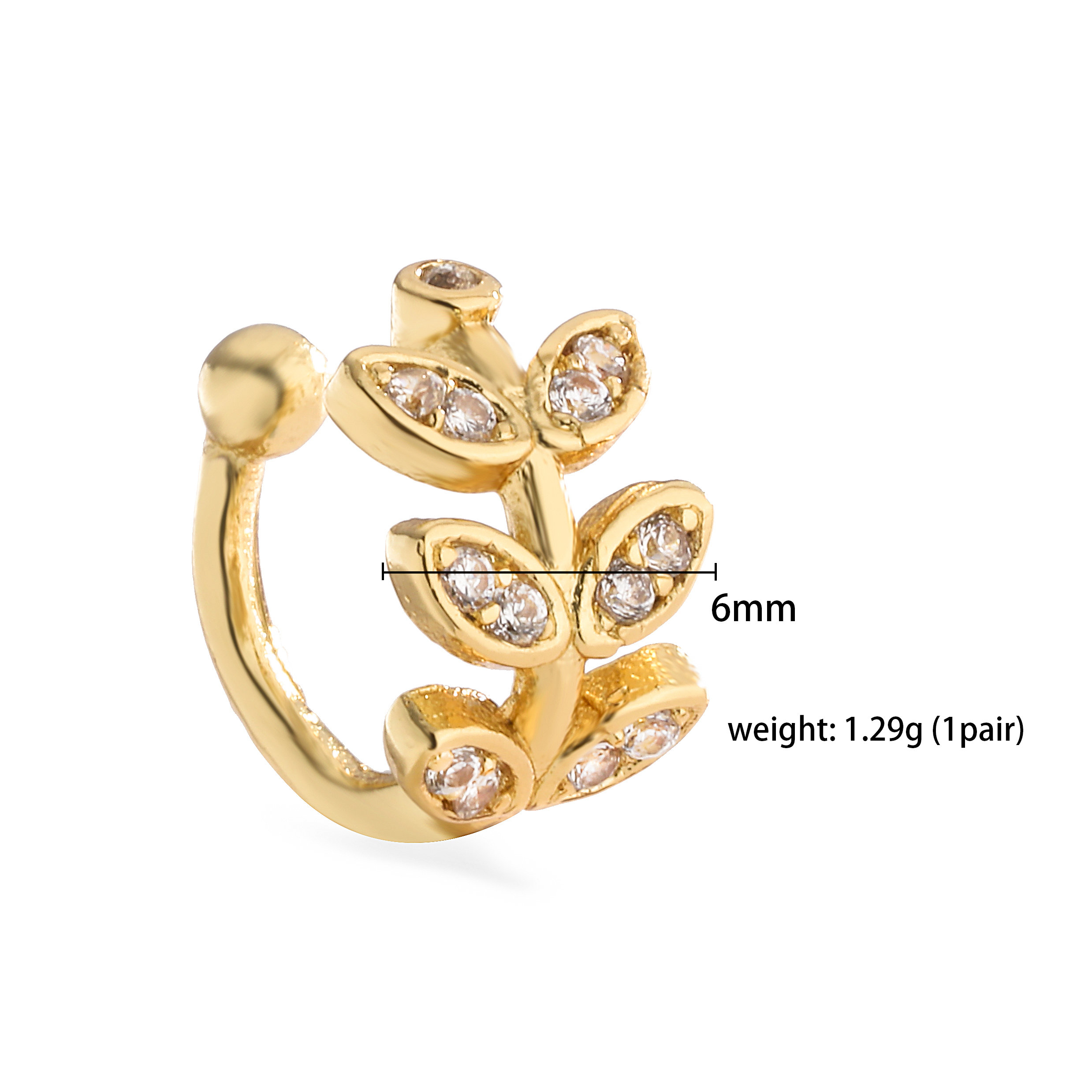 1 Pair Ig Style French Style Simple Style Leaves Twist Plating Inlay Copper Zircon 18k Gold Plated Ear Cuffs display picture 15