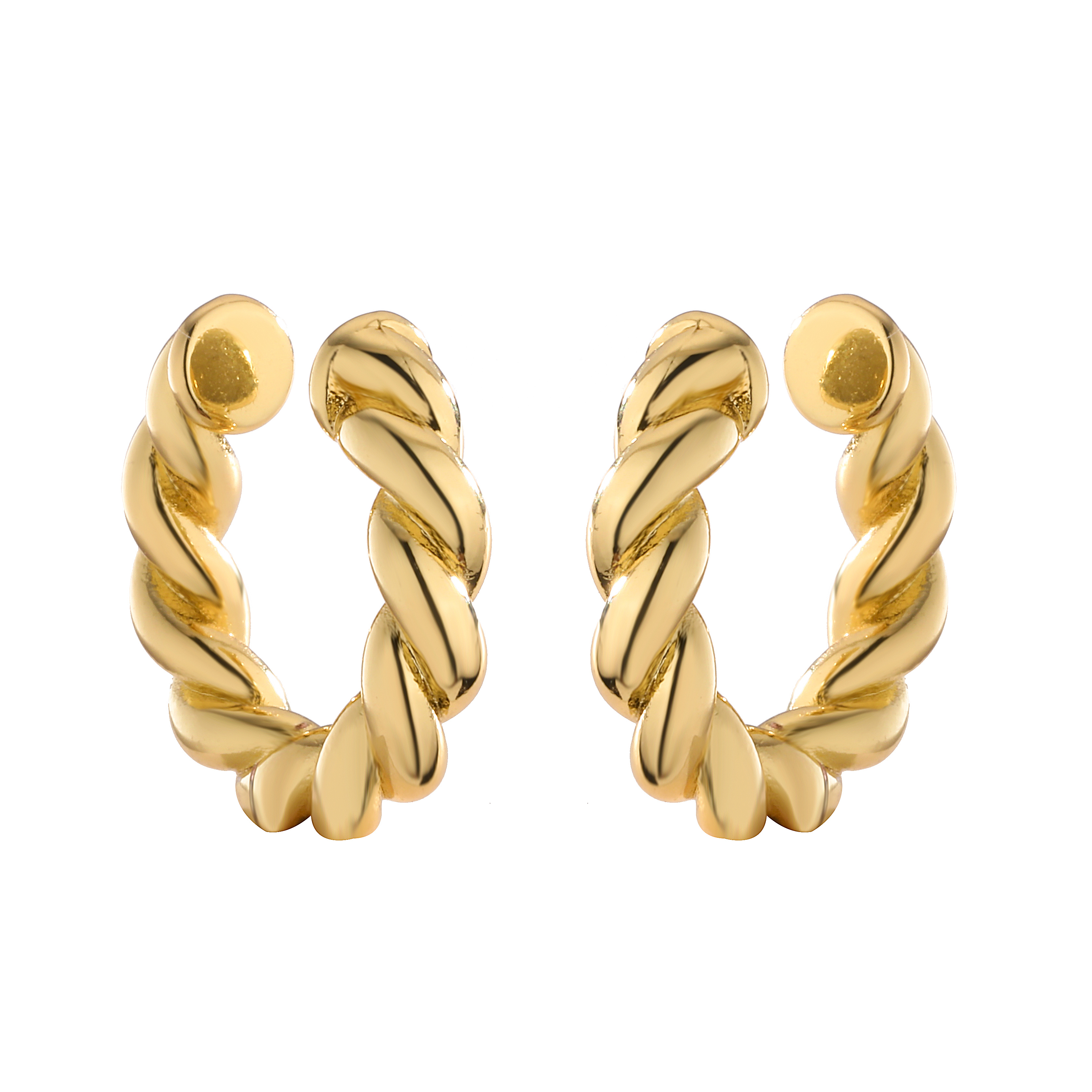 1 Pair Ig Style French Style Simple Style Leaves Twist Plating Inlay Copper Zircon 18k Gold Plated Ear Cuffs display picture 8
