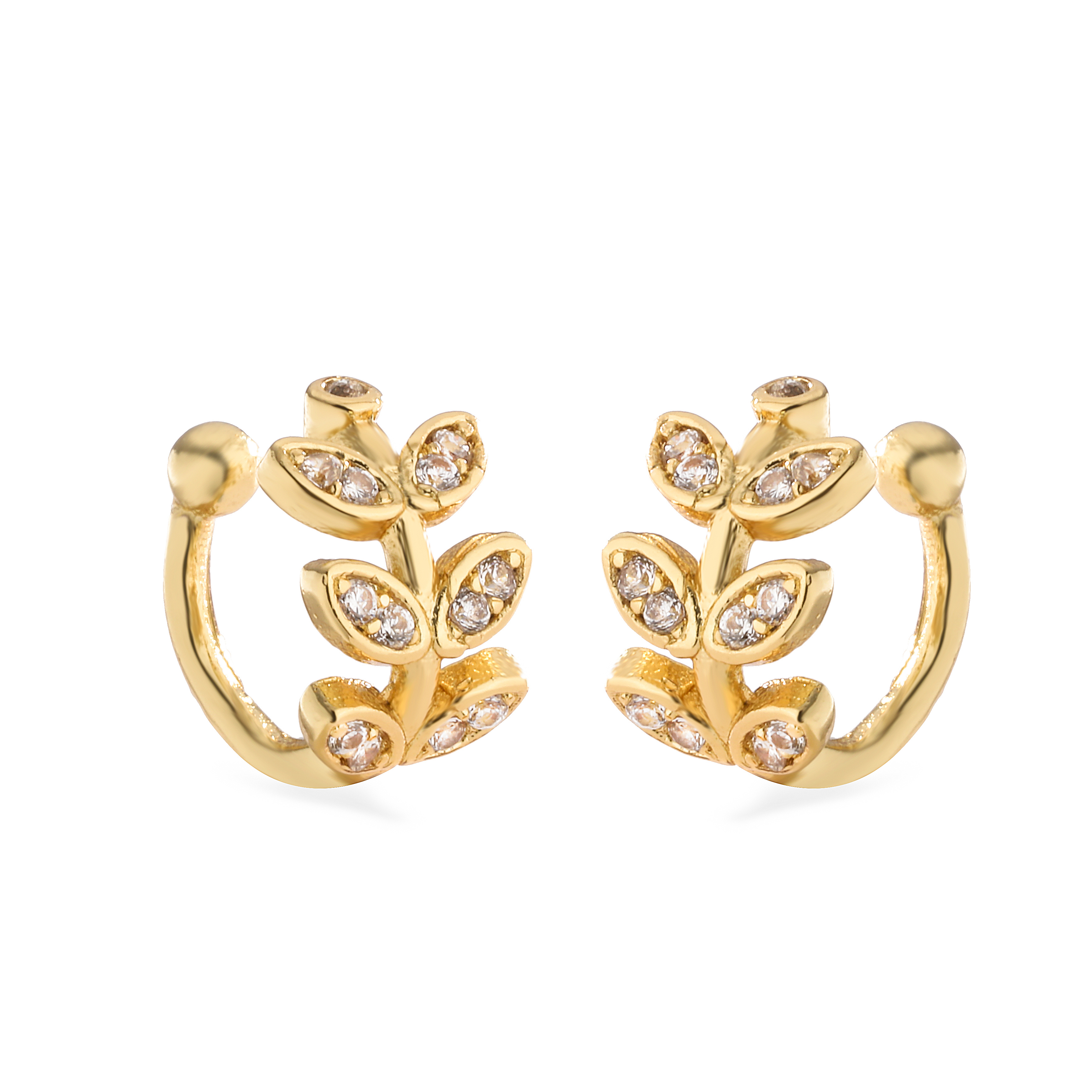 1 Pair Ig Style French Style Simple Style Leaves Twist Plating Inlay Copper Zircon 18k Gold Plated Ear Cuffs display picture 9