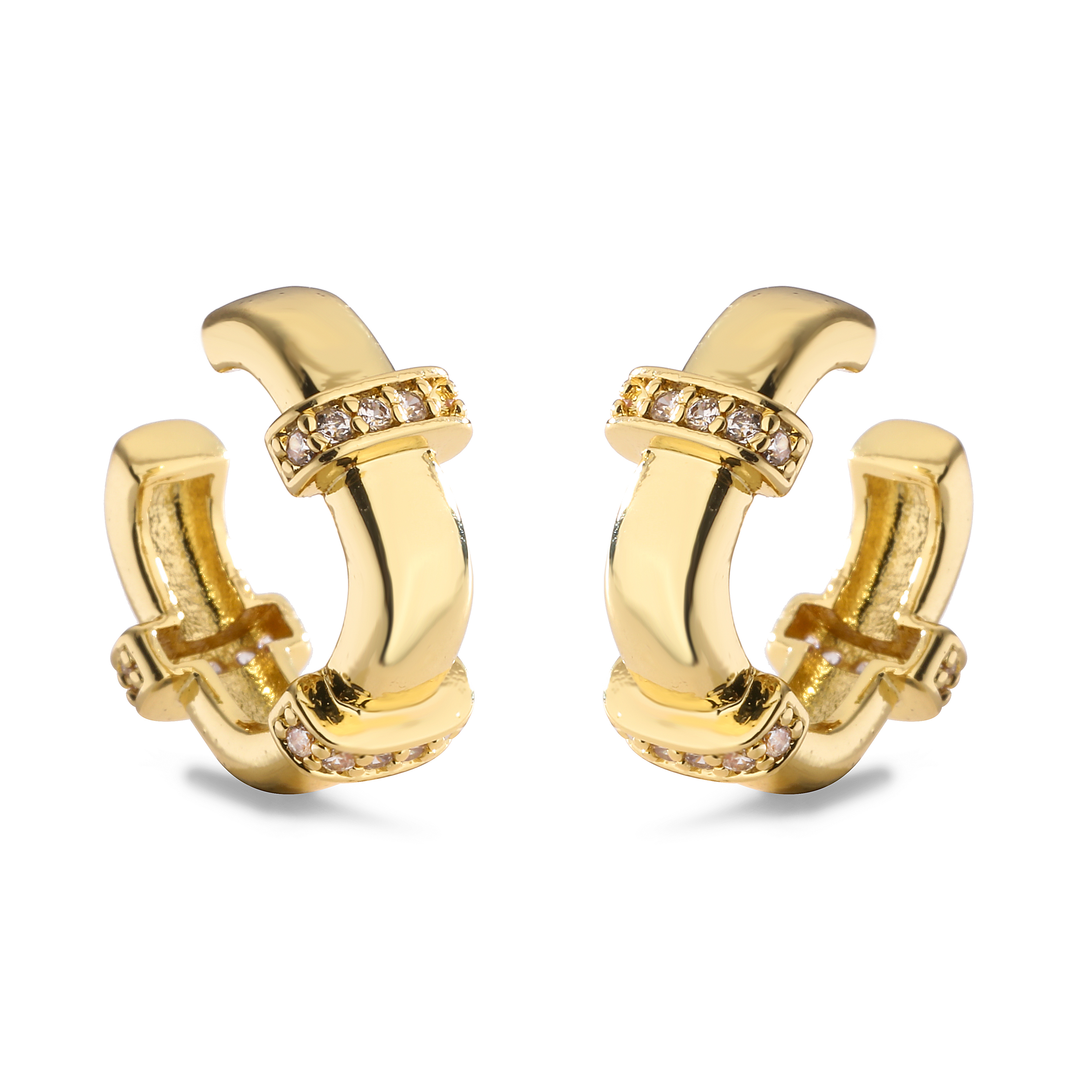 1 Pair Ig Style French Style Simple Style Leaves Twist Plating Inlay Copper Zircon 18k Gold Plated Ear Cuffs display picture 13