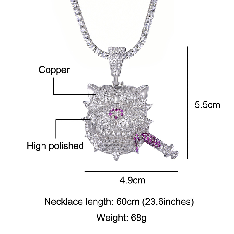 Vintage Style Exaggerated Rock Geometric Stainless Steel Copper Inlay Zircon Men's Pendant Necklace display picture 3