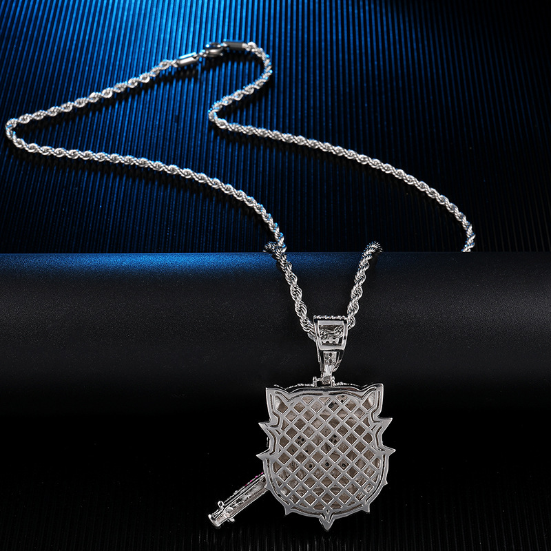 Vintage Style Exaggerated Rock Geometric Stainless Steel Copper Inlay Zircon Men's Pendant Necklace display picture 5