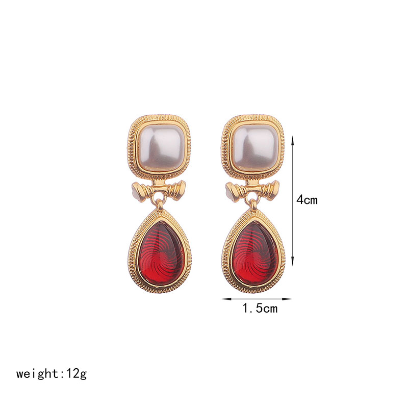 1 Pair Retro Simple Style Water Droplets Plating Inlay Copper Artificial Pearls Glass 18k Gold Plated Drop Earrings display picture 1