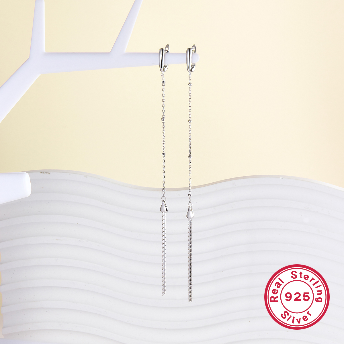 1 Pair Cute Basic Solid Color Plating Sterling Silver White Gold Plated Drop Earrings display picture 3