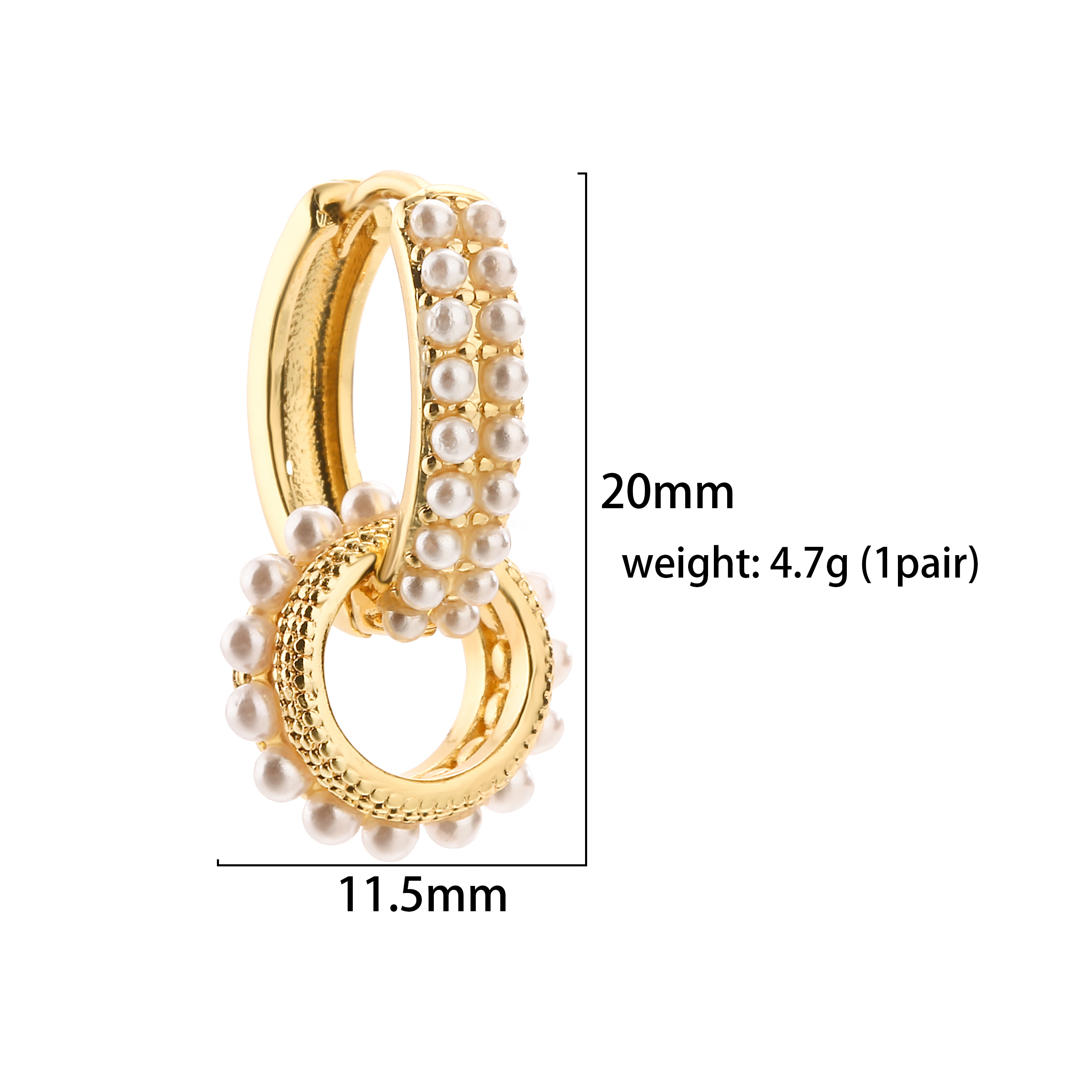 1 Pair Casual Elegant C Shape Round Plating Inlay Artificial Pearl Copper Artificial Pearls 18k Gold Plated Earrings display picture 8
