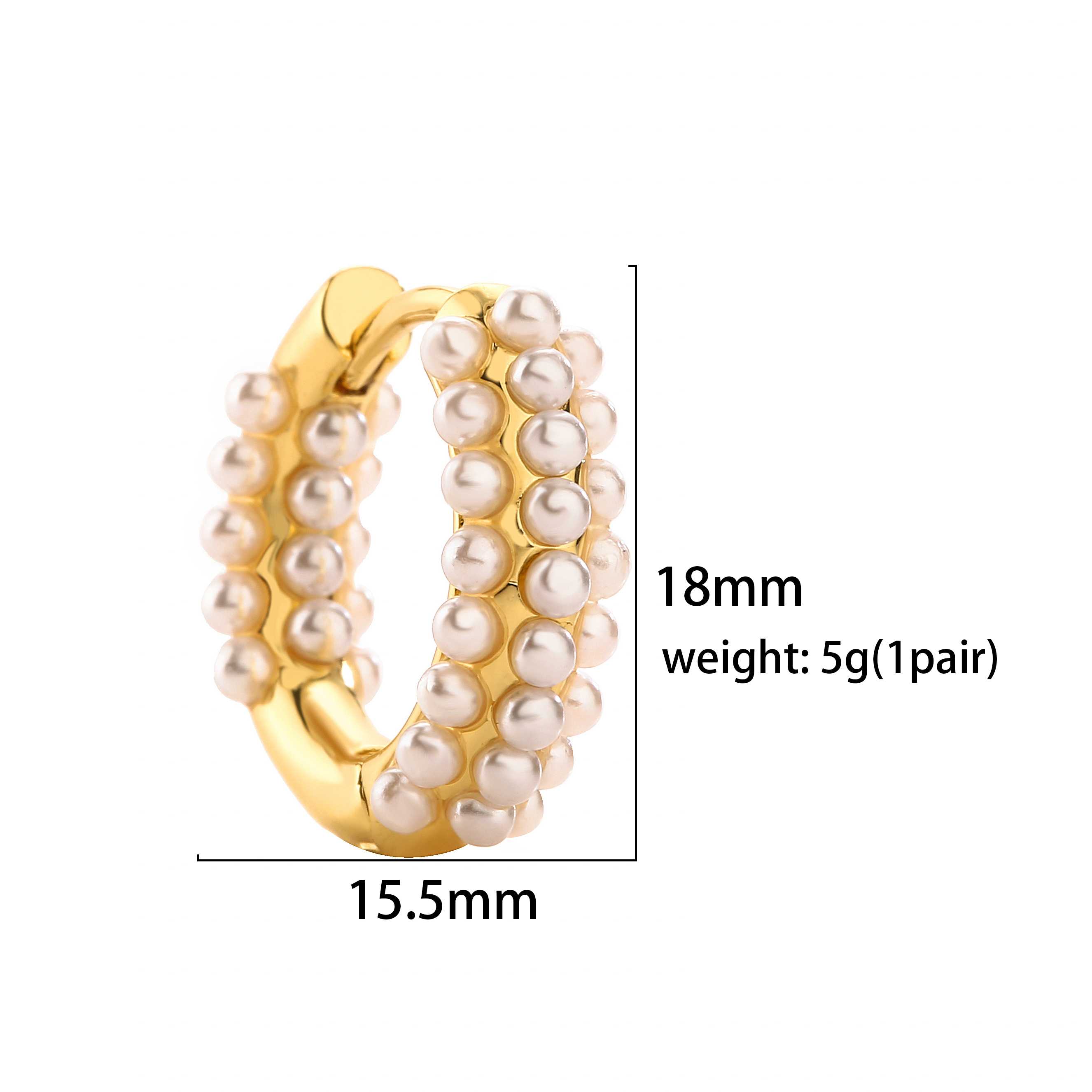 1 Pair Casual Elegant C Shape Round Plating Inlay Artificial Pearl Copper Artificial Pearls 18k Gold Plated Earrings display picture 9