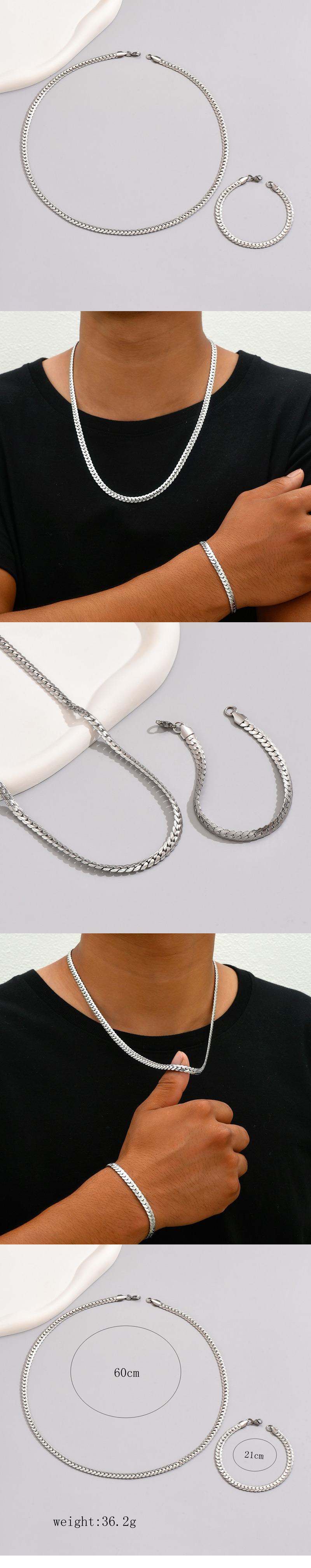 Einfacher Stil Einfarbig Rostfreier Stahl Männer Armbänder Halskette display picture 1