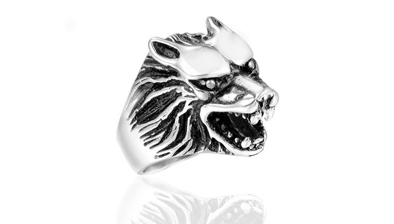 Classic Style Streetwear Wolf Titanium Steel Polishing None 18K Gold Plated Rhodium Plated Men'S Rings display picture 1