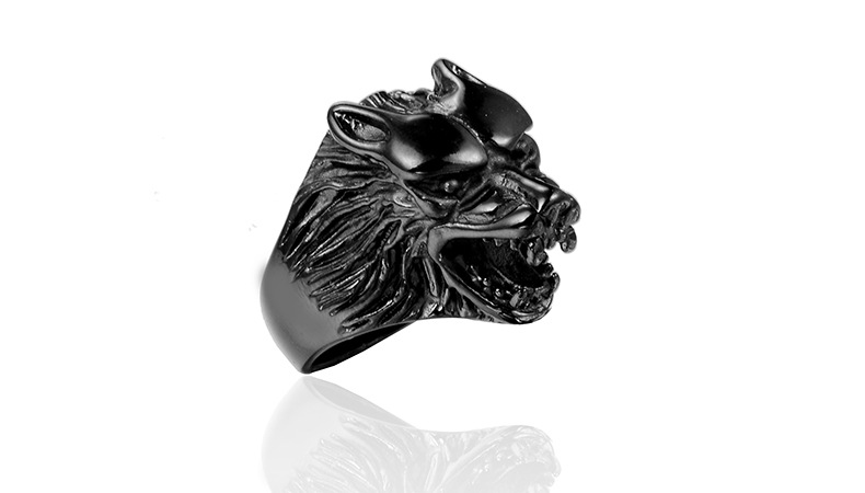Classic Style Streetwear Wolf Titanium Steel Polishing None 18K Gold Plated Rhodium Plated Men'S Rings display picture 3