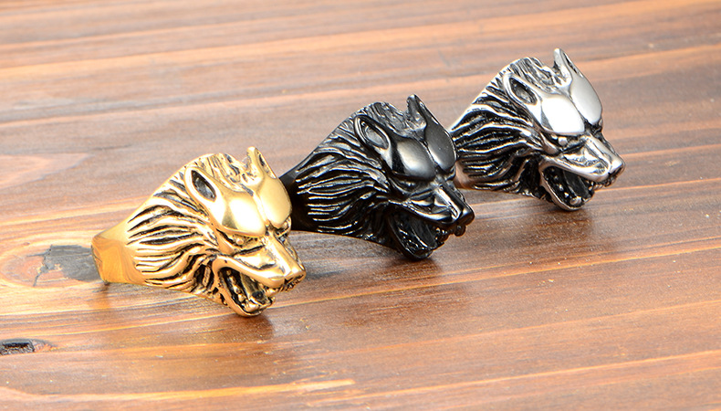 Classic Style Streetwear Wolf Titanium Steel Polishing None 18K Gold Plated Rhodium Plated Men'S Rings display picture 4