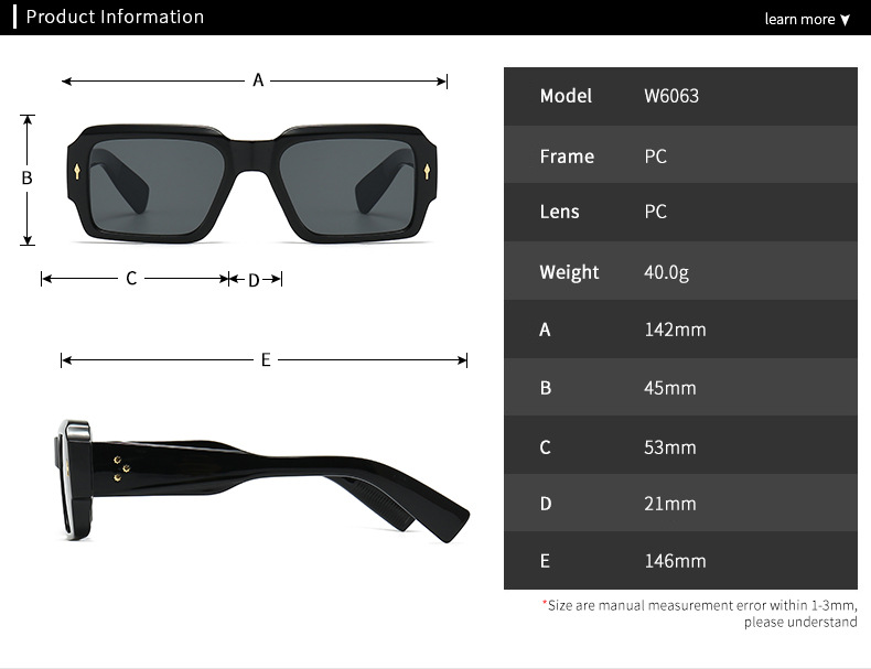 أسلوب بسيط اللون الصامد مادة صمغية مربع اطار كامل نظارات display picture 1